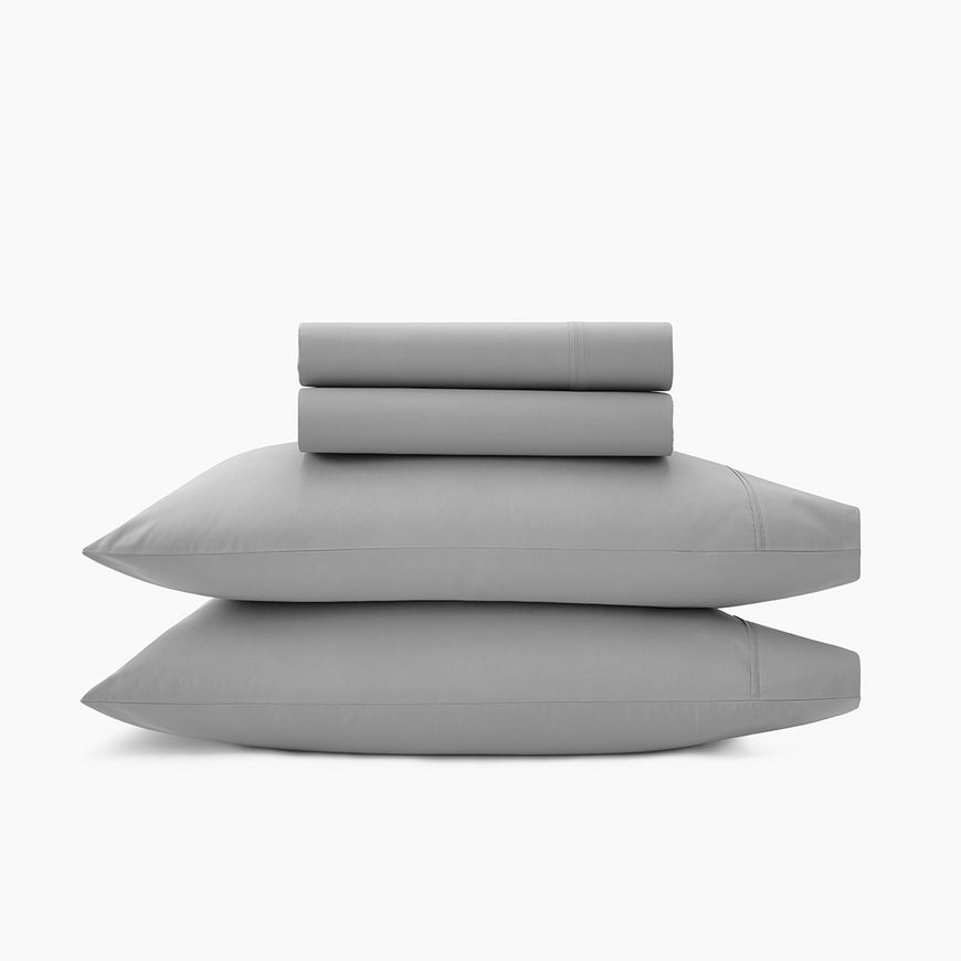 organic cotton percale concrete gray cooling sheets pillowcases set