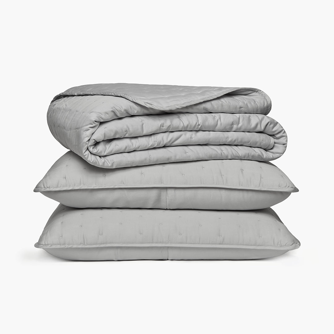 organic cotton bedding quilted oyster gray pillow sham quilt set