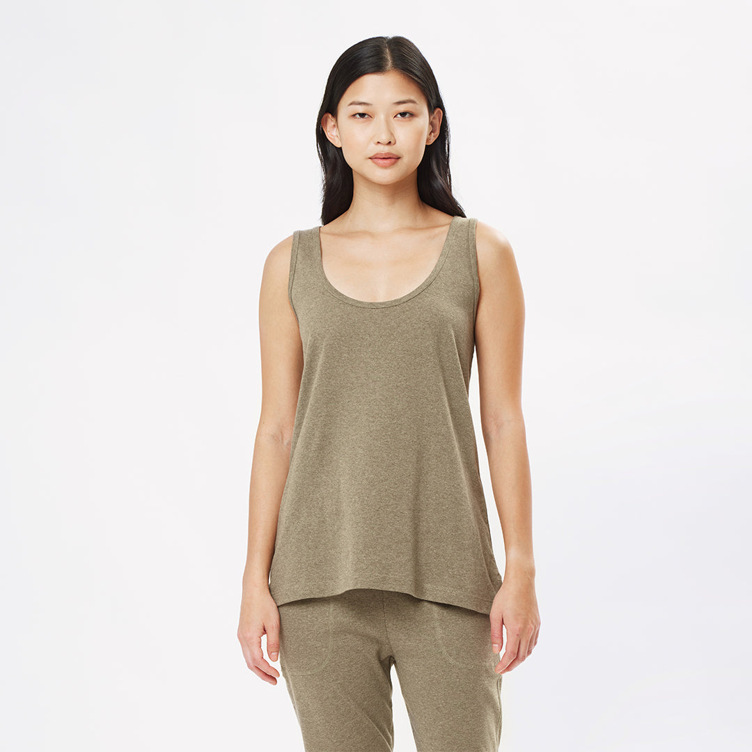 Green Ruffle Hem Cotton online Swing Tank