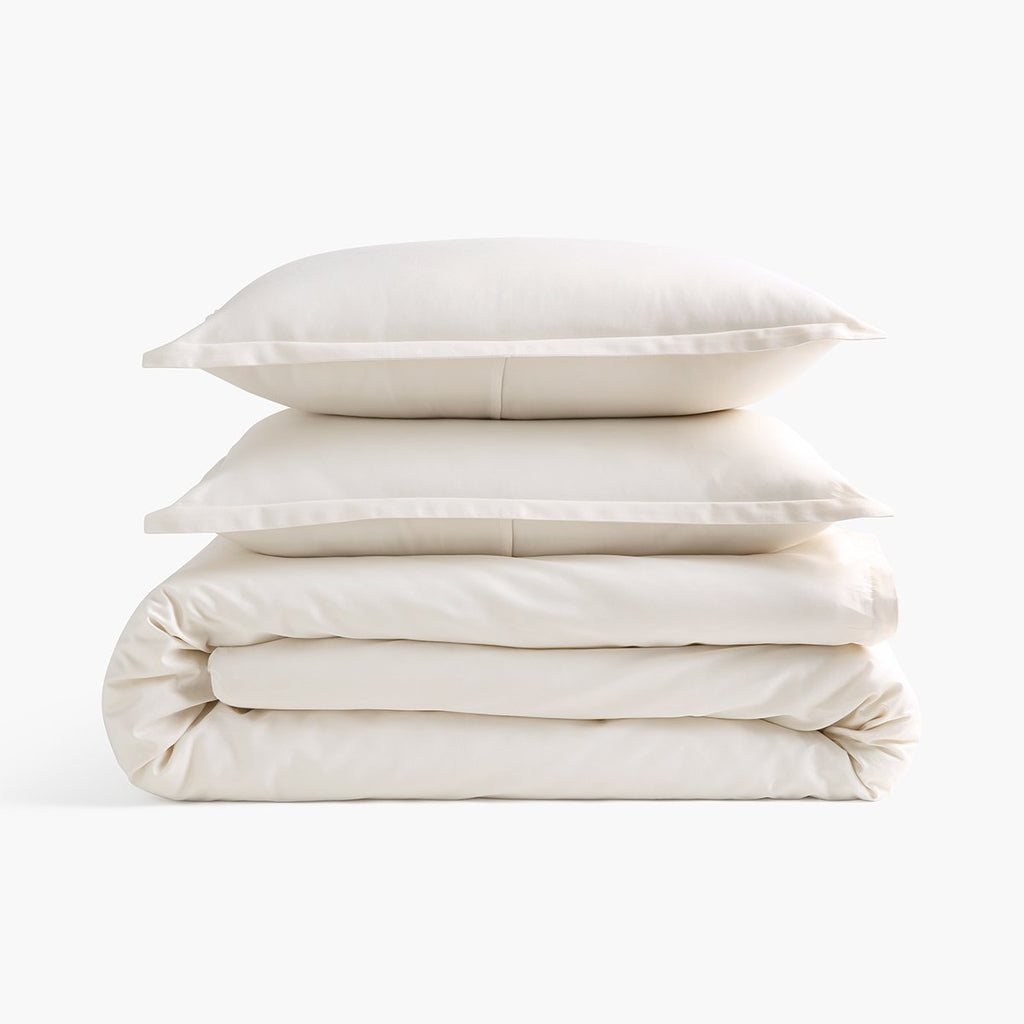 organic sateen duvet cover set cream