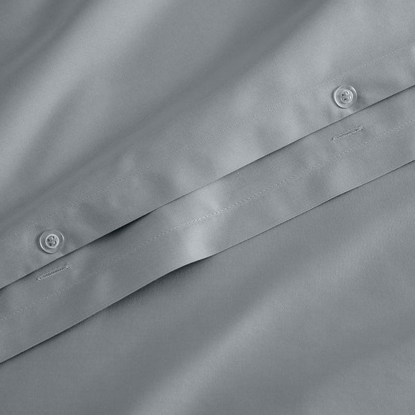 organic sateen duvet cover set slate gray detail