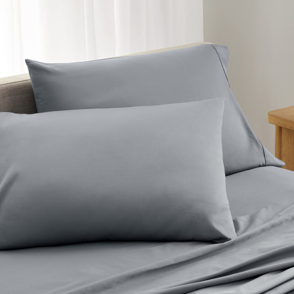 organic sateen pillowcases slate gray detail