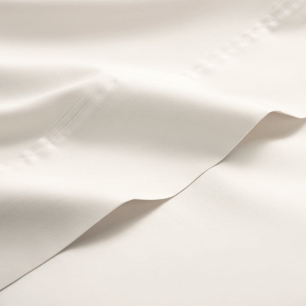 organic sateen sheet set cream detail
