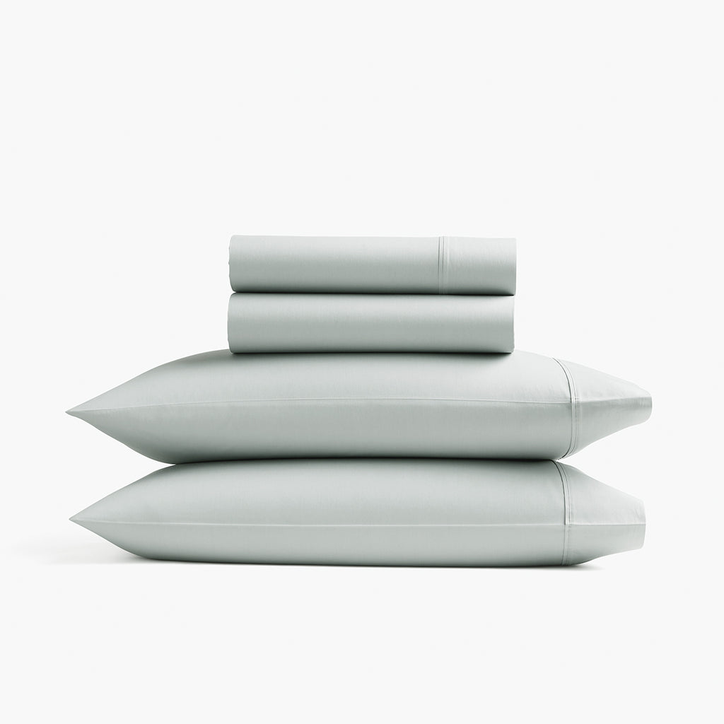 organic sateen sheet set green mist