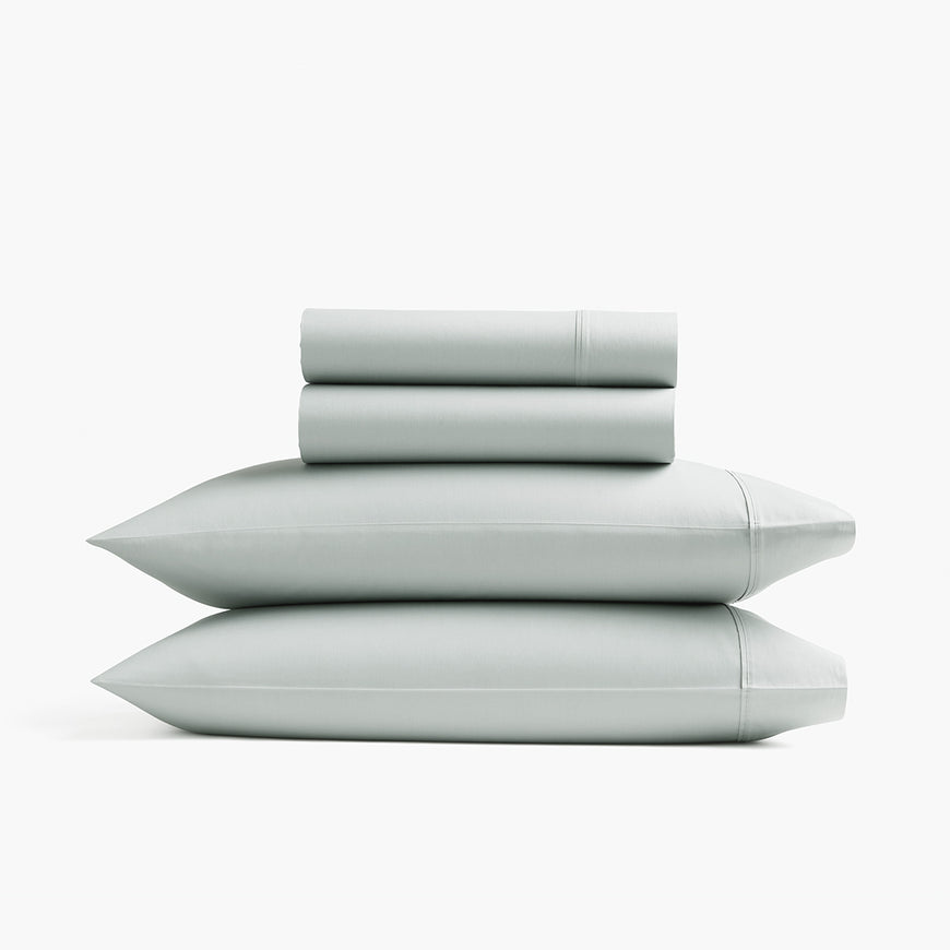 organic sateen sheet set green mist