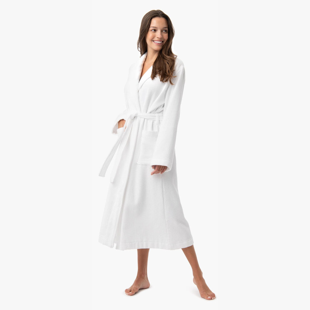 organic waffle robe white