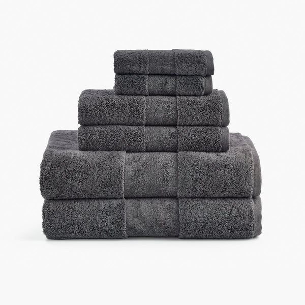 Under The Canopy Textured Organic Cotton Towel - Charcoal, Charcoal / Bath Towel Bath Towel Charcoal