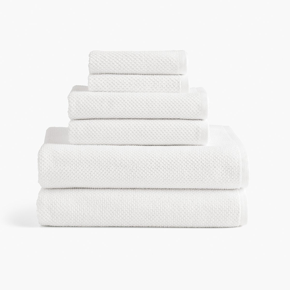 Antimicrobial Organic Cotton Bright White Bath Towels, Set of 6