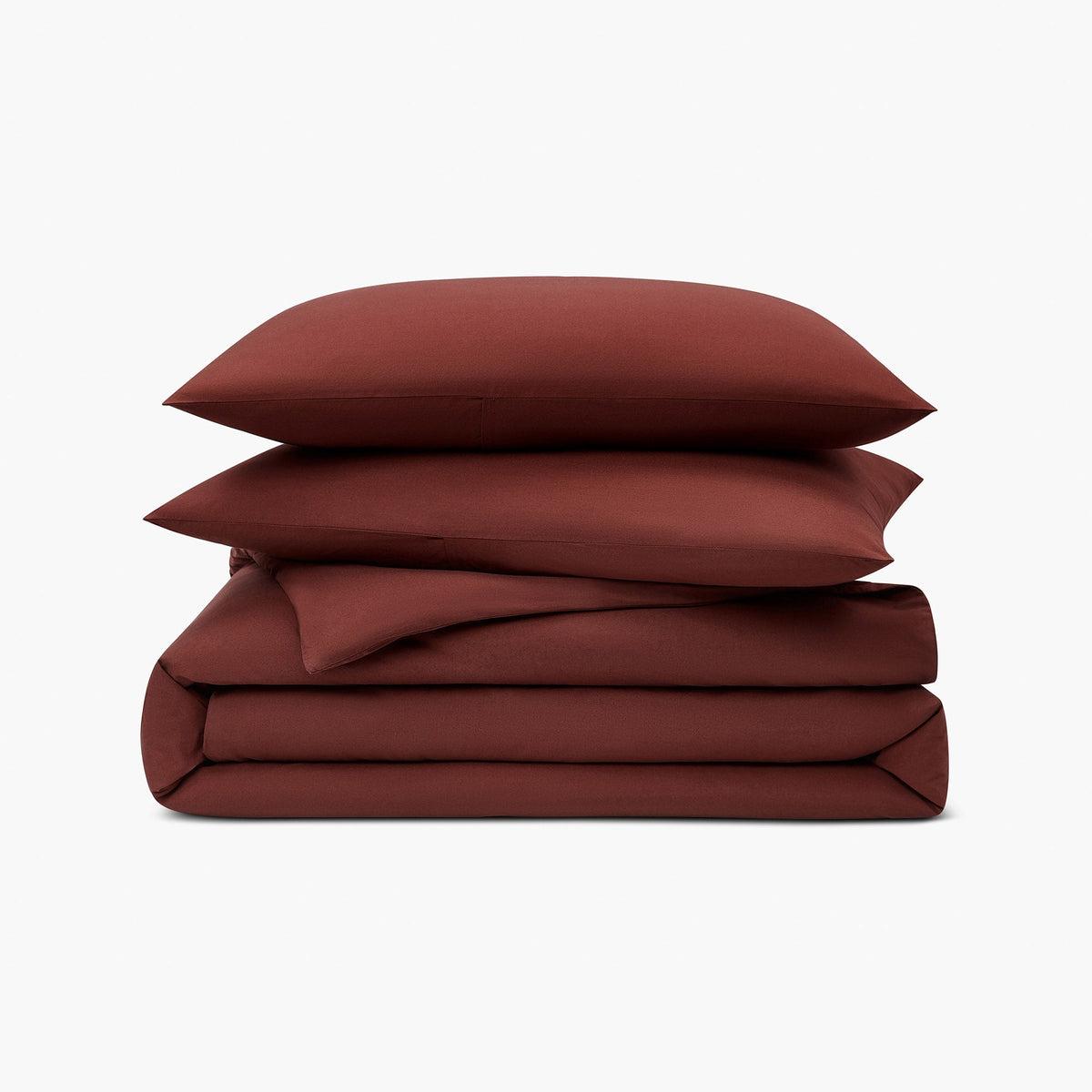 washed cotton duvet set brick red