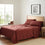 washed cotton sheet set brick red lifestyle