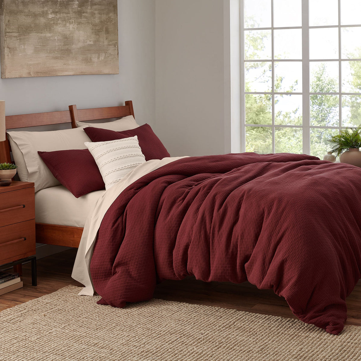 washed cotton sheet set stone lifestyle 2