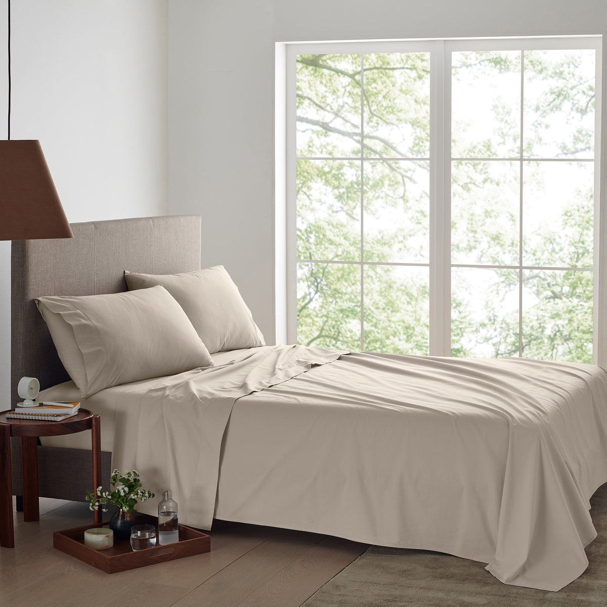 washed cotton sheet set stone lifestyle